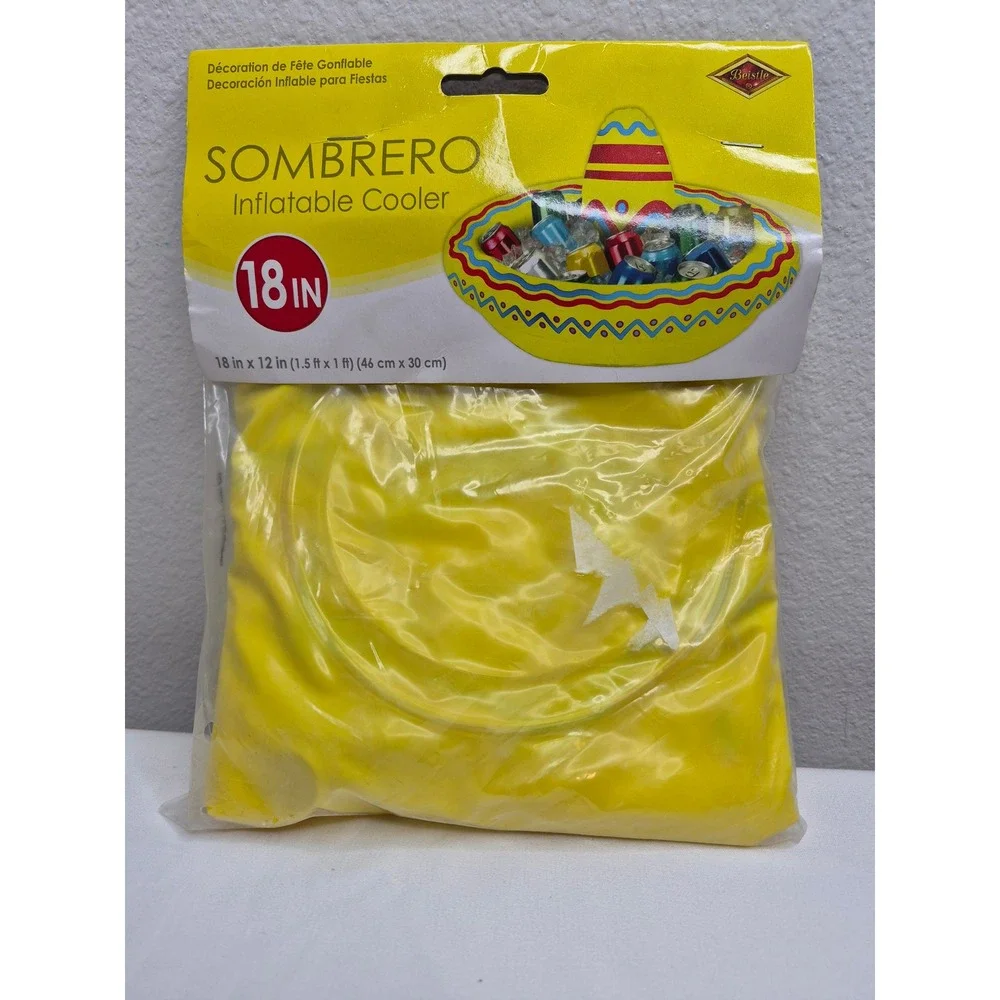 Beistle Sombrero Inflatable Cooler 18 Inch Fiesta Party Decoration Yellow 50254